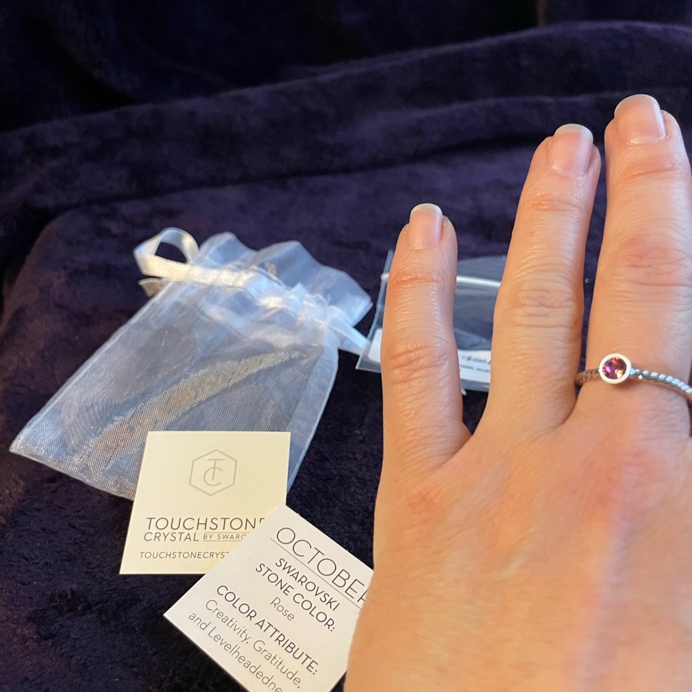 NEW Touchstone Crystal by Swarovski,  October Birthstone Ring Rose Pink, Size 5